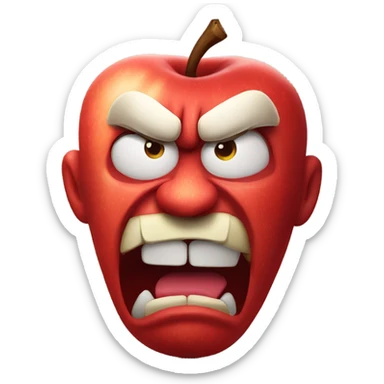 Very muscular angry red apple sticker