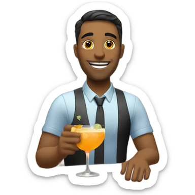 Attractive male sitting at a hotel lobby bar drinking a cocktail.  sticker