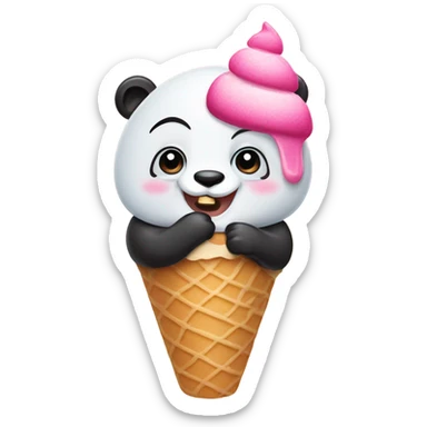 Panda eating ice cream sticker
