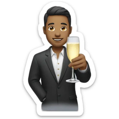 person holding champagne glass sticker