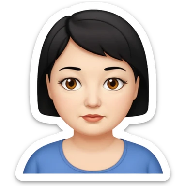 woman 60, brown eyes, very short black hair, chubby sticker