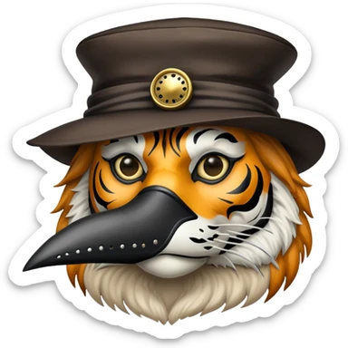 Tiger plague doctor with mask and hat sticker