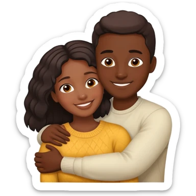 Dark skin woman hugging light skin man sticker