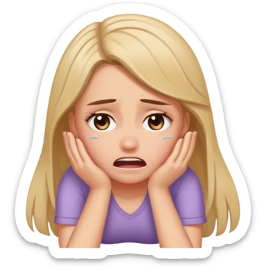 A white girl crying on floor sticker