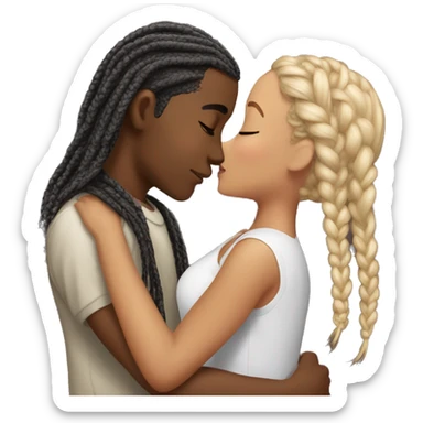 a light skinned boy kissing girl with box braids and doing romance sticker