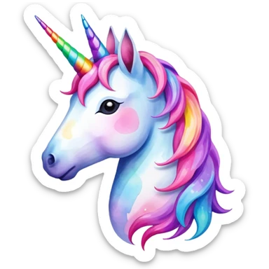 Realistic, unicorn watercolor, tiktok logo sticker