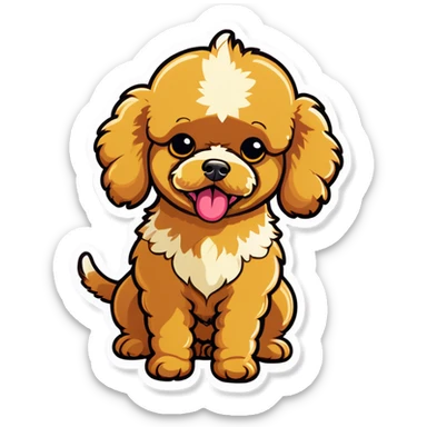 Golden toy poodle vomiting sticker
