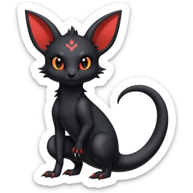 Shiny Dark Cute Gothic Gloomy Salandit-Umbreon-Noibat-Litten-Hybrid (Full body) sticker