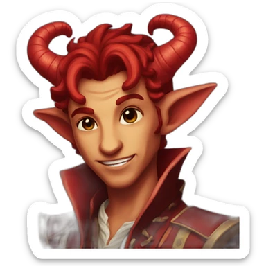 A red tiefling bard sticker