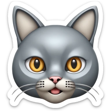 robot looking surprised with cat ears and looks funny sticker