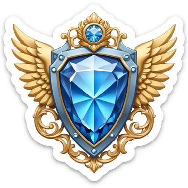 Shield with wings and a big blue diamond in the center and VIP label sticker