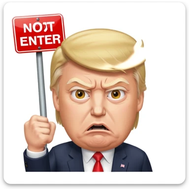 Angry Donald Trump with a do not enter sign over him sticker