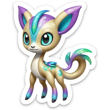 Colorful Shiny Edgy Cool Badass Painted Splashed Exotic Meloetta-Palkia-Stitch-Fakémon-creature-hybrid sticker