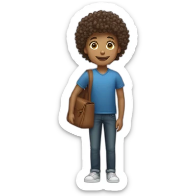 Curly hair boy passport  sticker