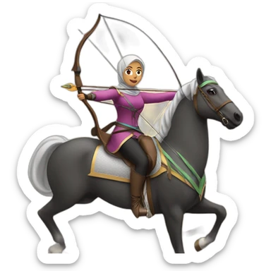 hijabi doing archery on horseback sticker