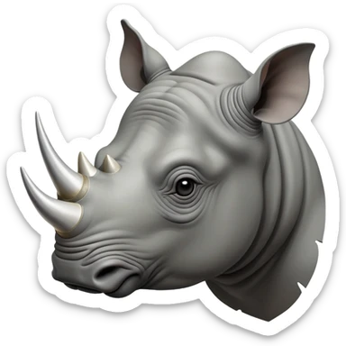 cinematic-noble--rhinoceros-portrait-emoji,slate-grey-hide--poised-and-regal,-with-a-massive,-powerful-build-and-a-thick, -deep-set-soulful-piercing-eyes,-simplified-yet-sharp-and-sophisticated-features,-highly-detailed,-large-black-eyes, zoomed out showing shoulders, large white horn  sticker