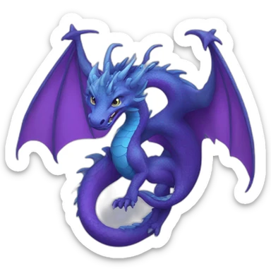 Purpule and blue dragon sticker
