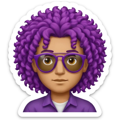 purple haired, curly big haired mexican boy with sunglassess sticker