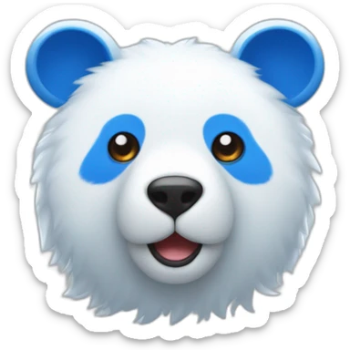 ours bleu de face avec des petites oreilles bleues et le milieu du corps en pelage blanc sticker