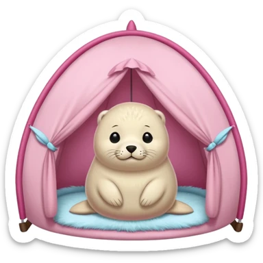 Seal in a light pink tent  sticker