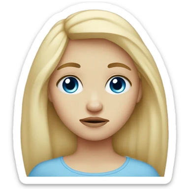 sad blonde girl with blue eyes sticker