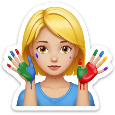 a girl wiht paints on hands  sticker