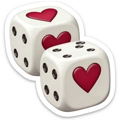 two dices in with burgundy red heart details sticker