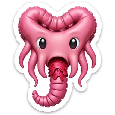 an emoji style image of a bleeding intestine sticker