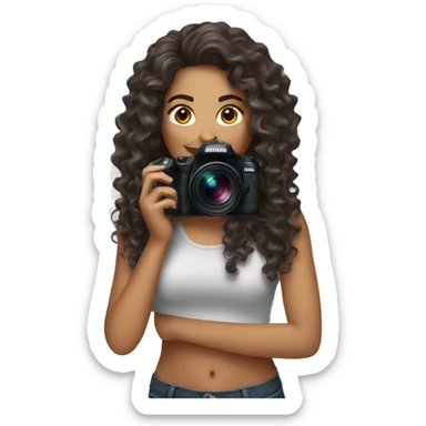 Latina photographer long curly hair sticker