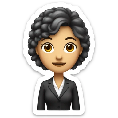 crea un avatar de una mujer empresaria, castaña oscura y pelo rizad sticker
