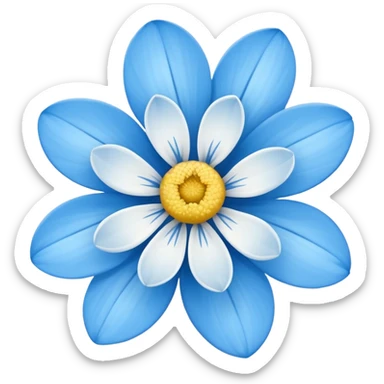 white blue  flower without yellow sticker