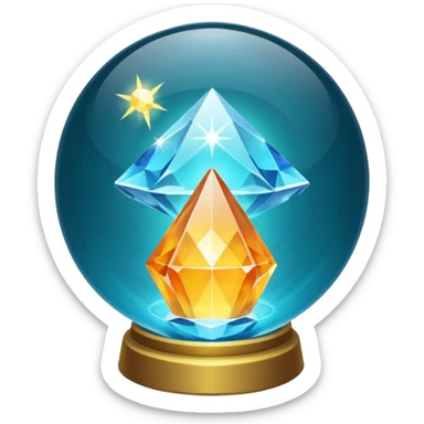 crystal orb flashing “solution found” glow sticker