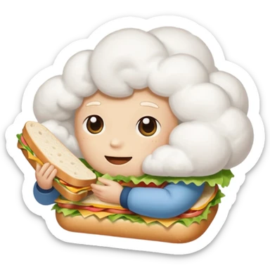 Not on top of the sandwich, it is onto if a big cloud and holding the sandwich in its hand sticker