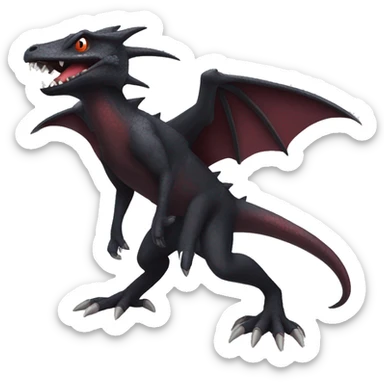 cool edgy black and maroon Dark-type nargacuga reptile Pokémon full body sticker