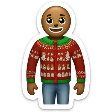 Gingerbread man dressed in a Christmas sweater sticker