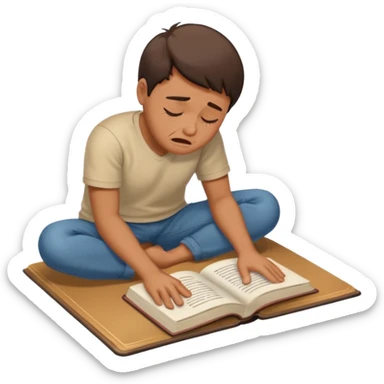 Person on the floor crying over a book sticker