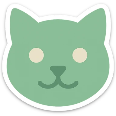 green cat face icon sticker