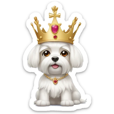 A Maltese wearing a crown sticker
