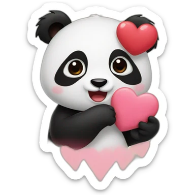Heart panda sticker