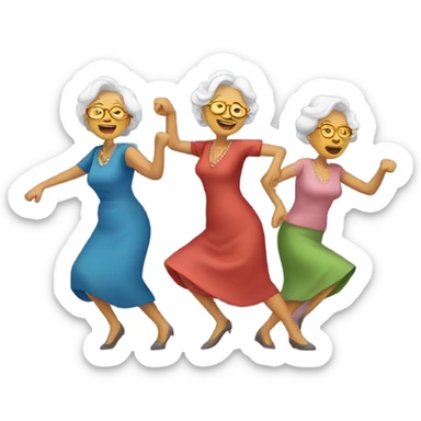 4 old ladies dancing in a club sticker
