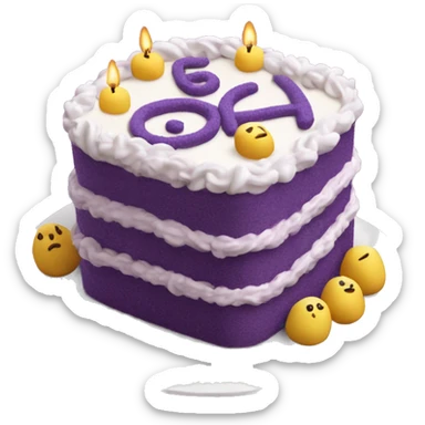 Purple Colored bento birthday with frosting and written on the cake "happy birthday in curly letters sticker