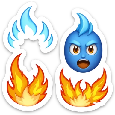 Rayos, centellas y fuego con expresiones de furia extrema azul sticker
