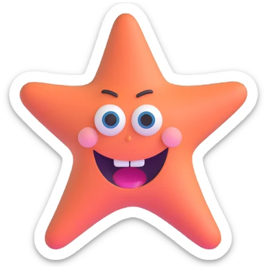 Patrick Star face from SpongeBob, wide eyes, big smile sticker