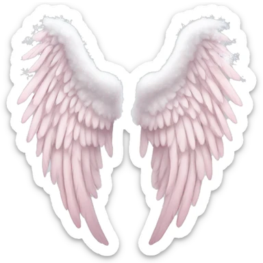 pale pink angel wings with snow on them sticker