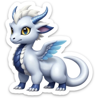 White glossy soft silky furry iridesent Absol-Shinx-Snake-fusion-hybrid, full body sticker