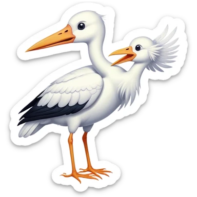 stork with a human baby in the mouth sticker