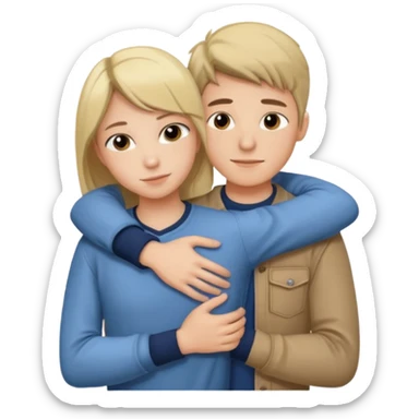 Couple hugging each other but the boy has mustang sticker