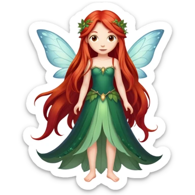 Une fée en entier avec de long cheveux roux  sticker