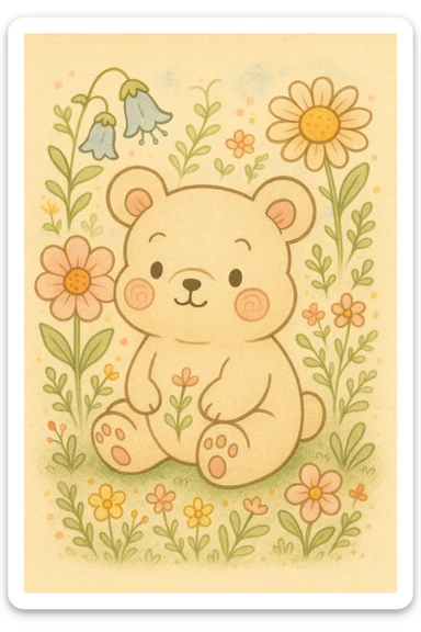 cute animal inspired by coloring book drawings, in the style of Bobbie Goods and Cuzy, ghibli style sticker