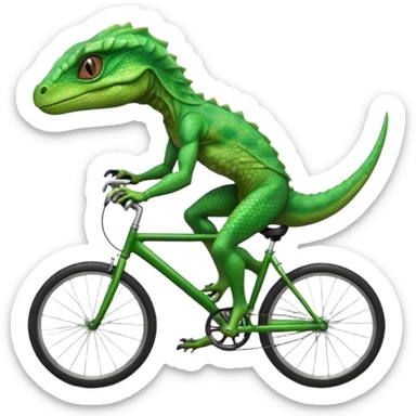 reptilian alien riding a bicycle, lizard-like face, scaled skin, athletic cycling pose, alien warrior vibe, 3D cartoon, mobile game icon style, clean background, no text, no watermark
 sticker